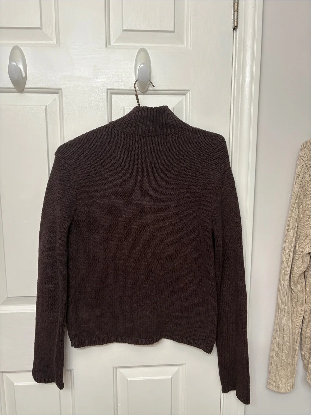 Vintage J. Crew Brown Zip-Up Knit Jacket with Front Pockets